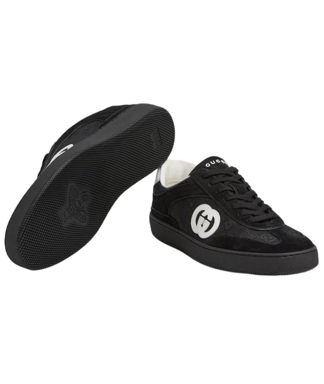 GUCCI Черные замшевые низкие кроссовки / кеды, фото 6