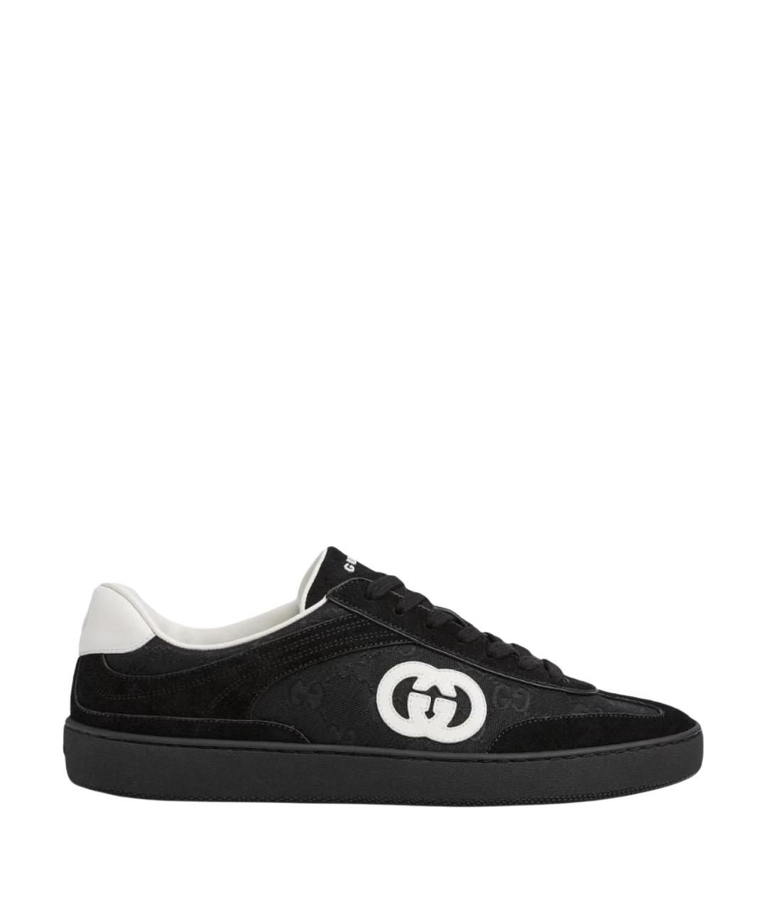 GUCCI Черные замшевые низкие кроссовки / кеды, фото 1