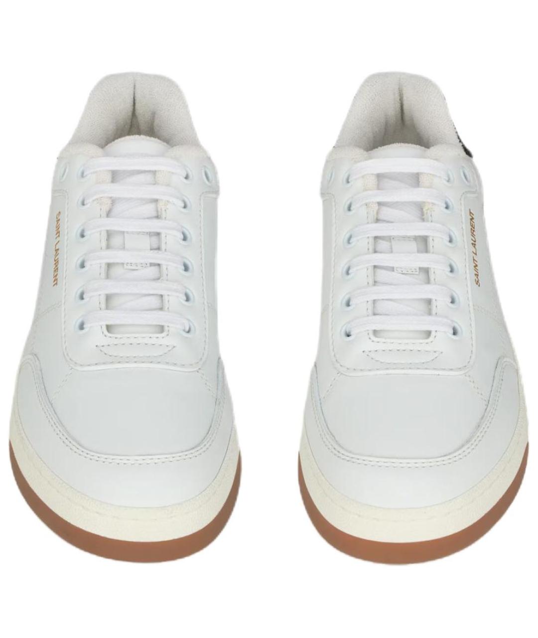 SAINT LAURENT Белые кожаные низкие кроссовки / кеды, фото 5