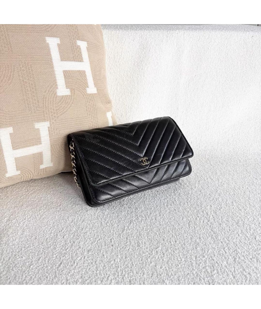 CHANEL Черная кожаная сумка через плечо, фото 5