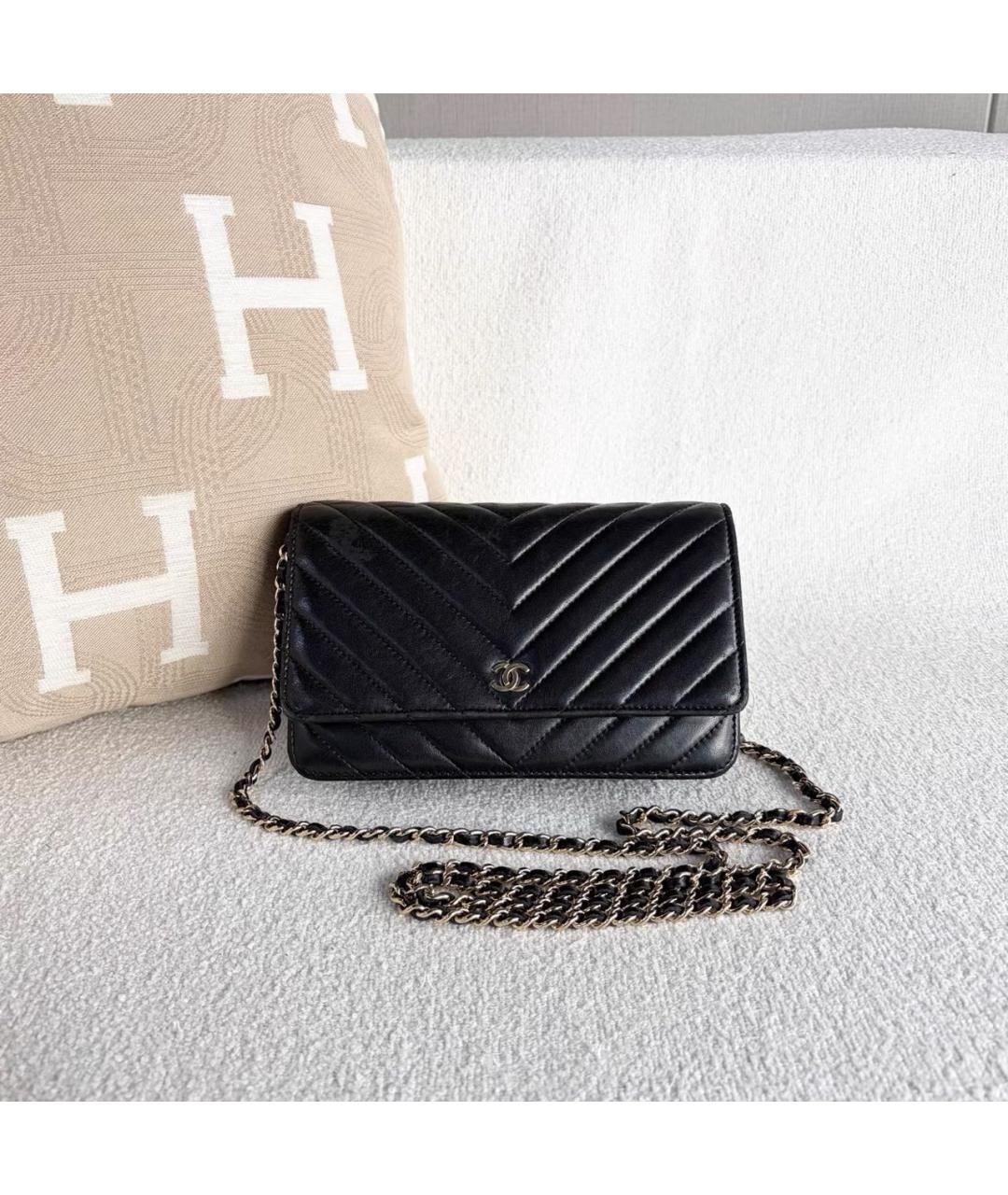 CHANEL Черная кожаная сумка через плечо, фото 7