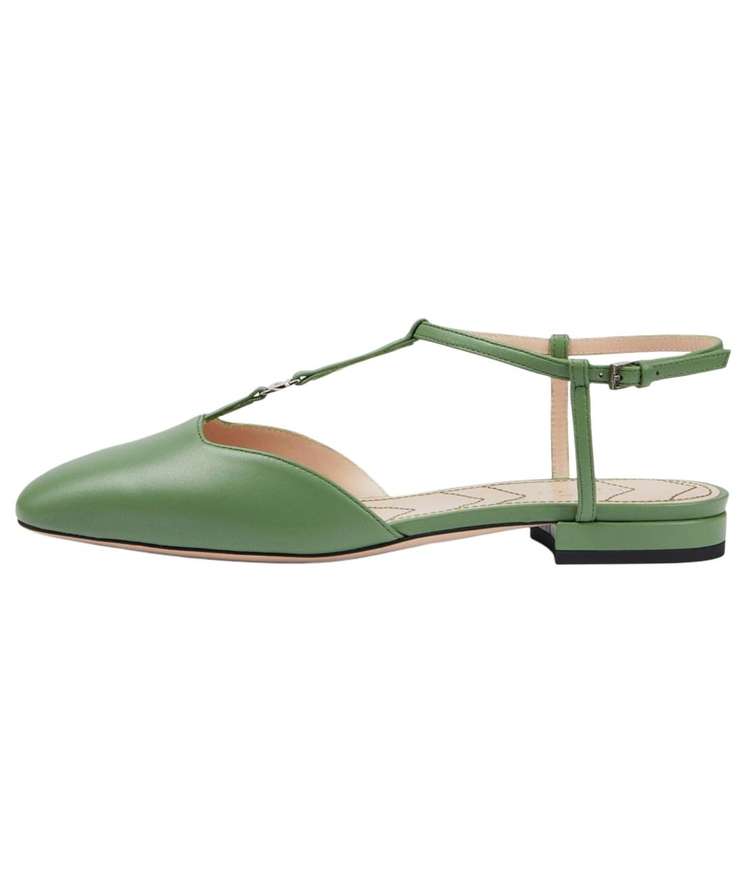 GUCCI Зеленые кожаные туфли, фото 2