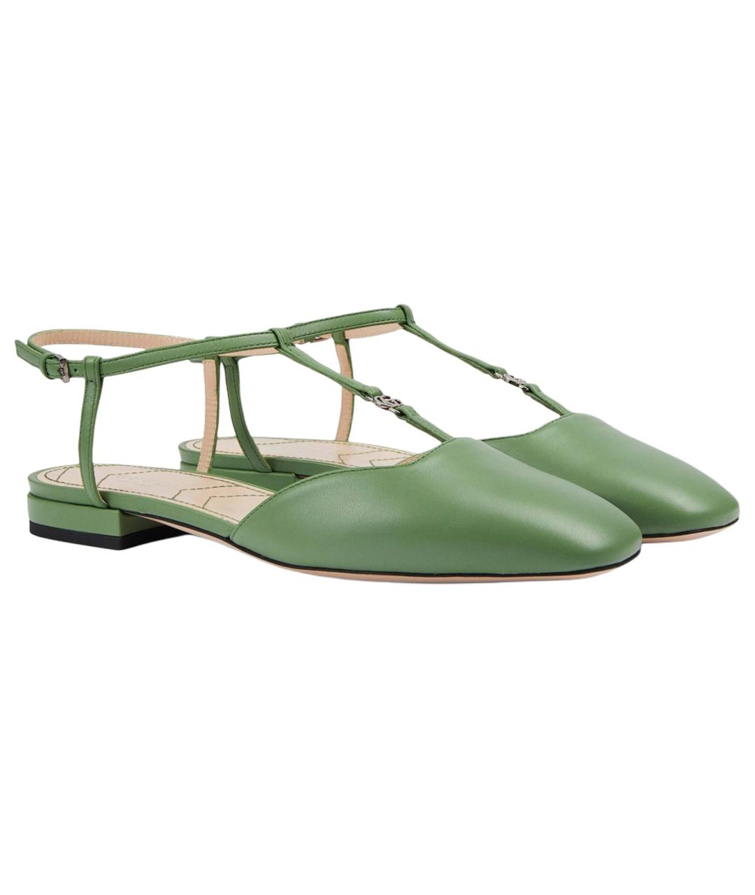 GUCCI Зеленые кожаные туфли, фото 3