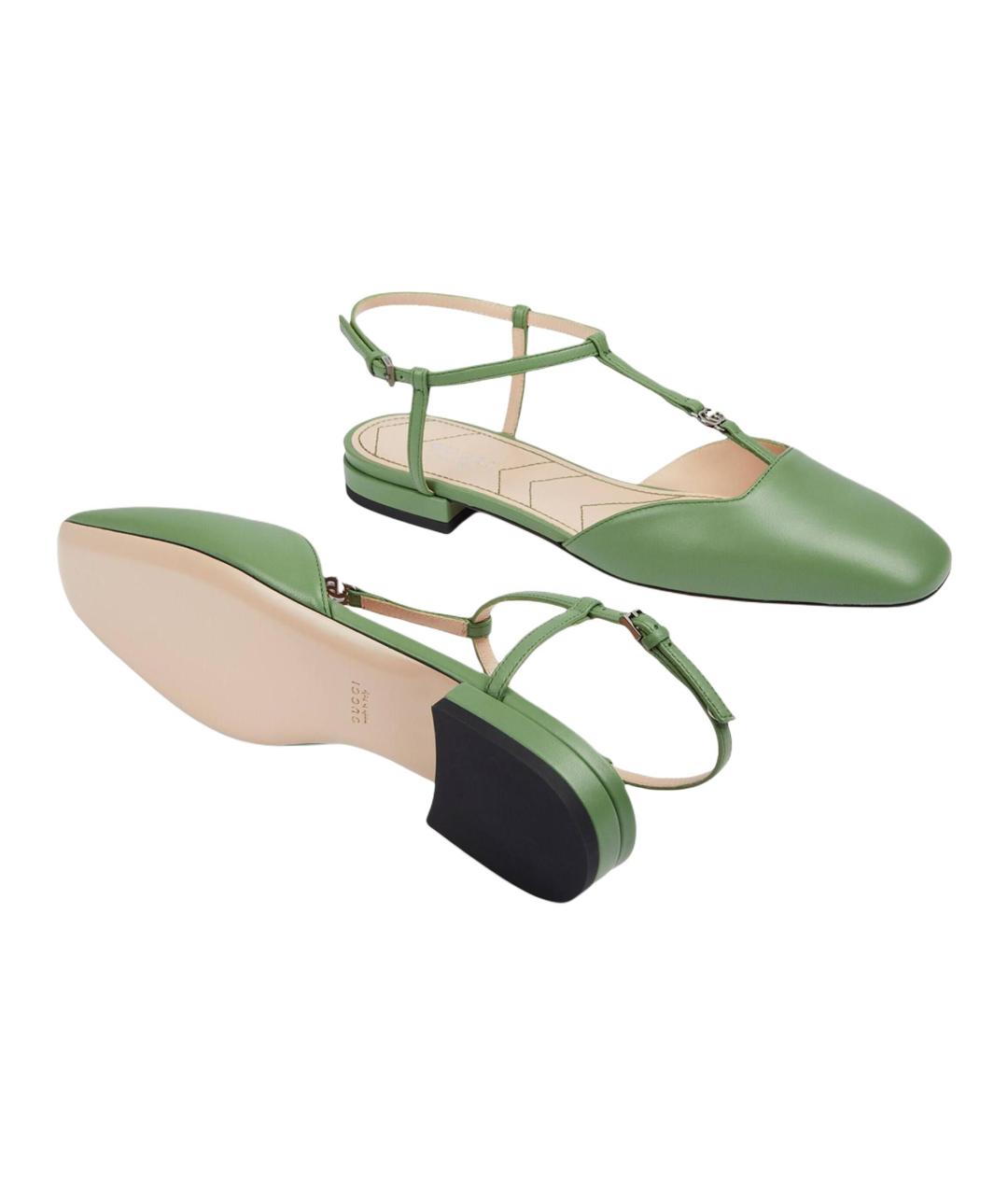 GUCCI Зеленые кожаные туфли, фото 6