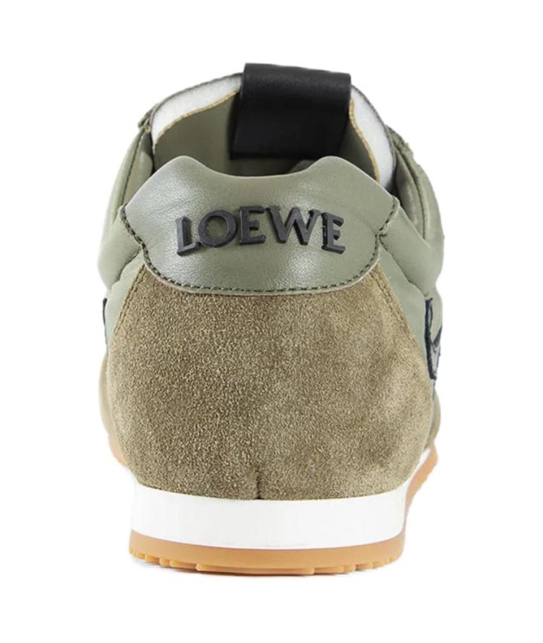 LOEWE Хаки кожаные низкие кроссовки / кеды, фото 6