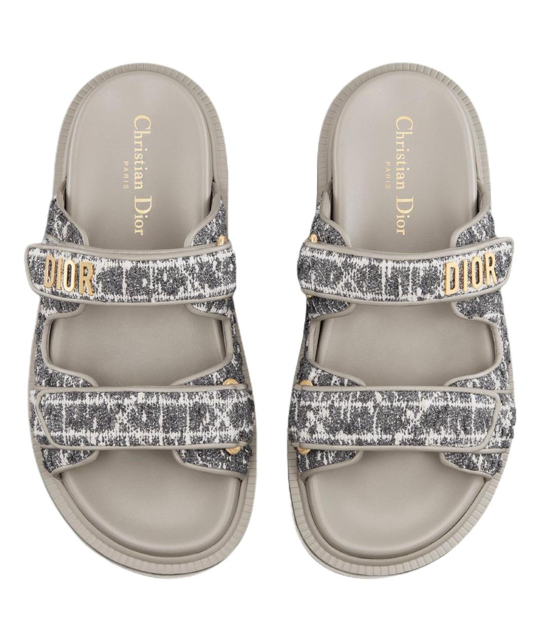 CHRISTIAN DIOR Серые кожаные сандалии, фото 5