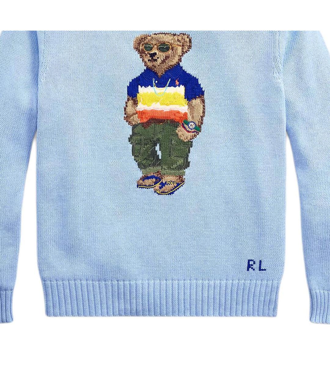 POLO RALPH LAUREN Голубой хлопковый джемпер / свитер, фото 3