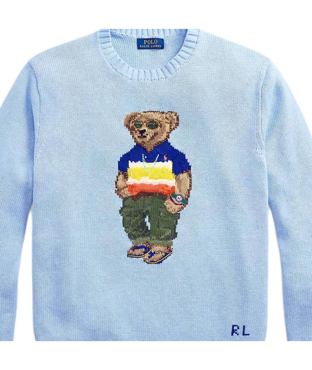 POLO RALPH LAUREN Голубой хлопковый джемпер / свитер, фото 2