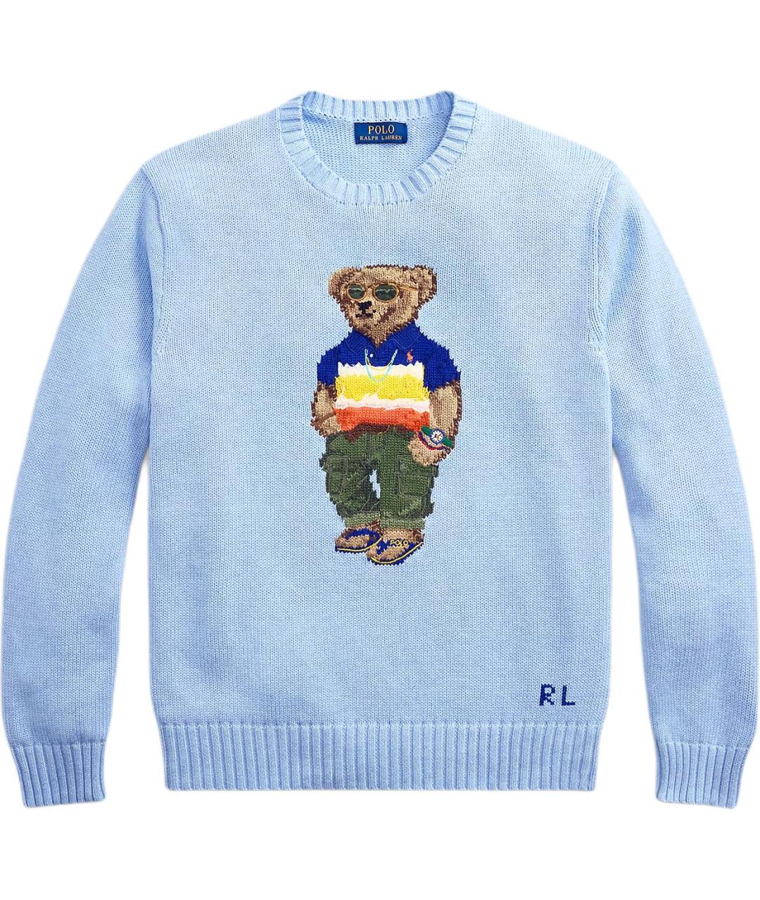 POLO RALPH LAUREN Голубой хлопковый джемпер / свитер, фото 1