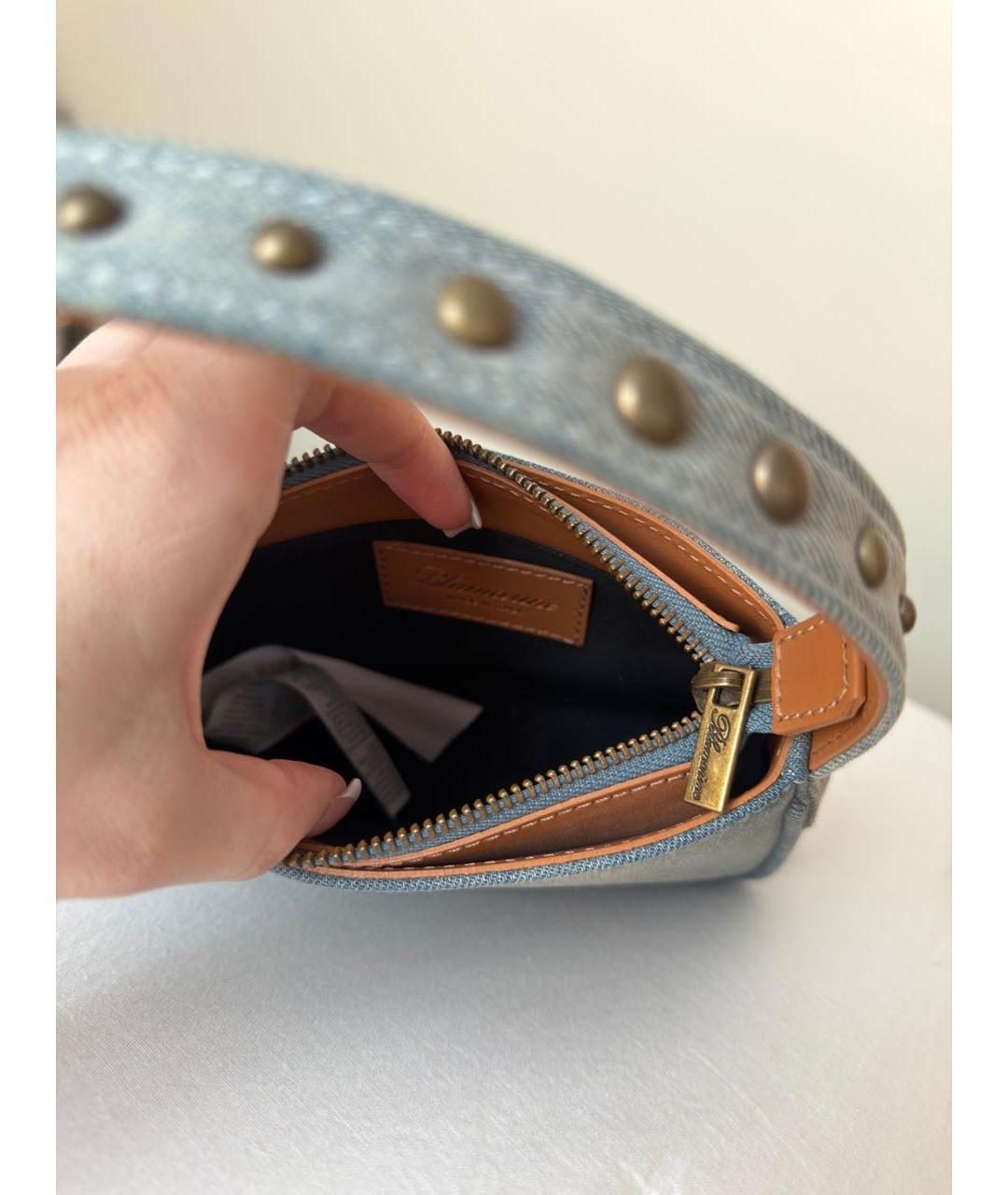 BLUMARINE Синяя деним сумка с короткими ручками, фото 5