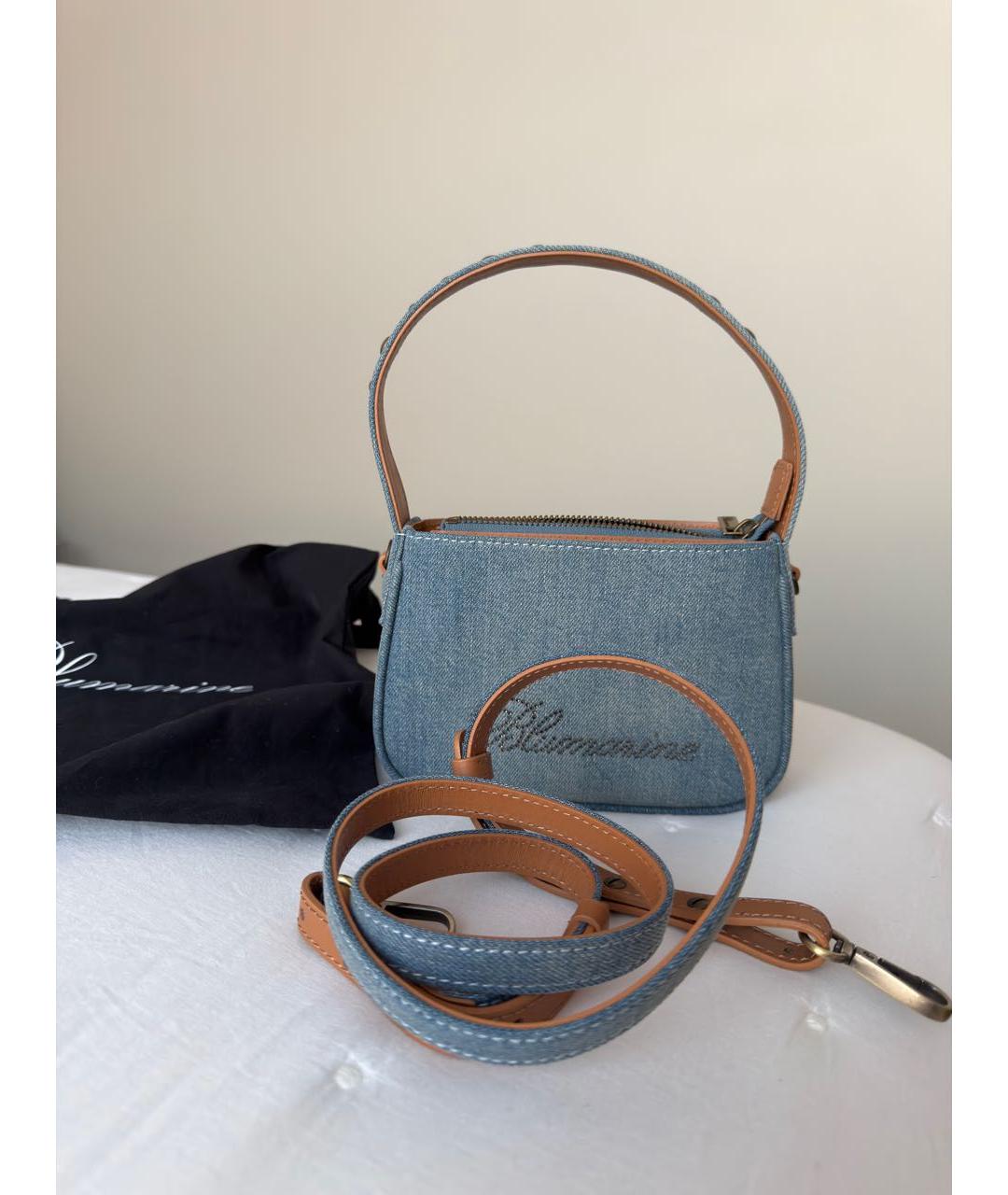 BLUMARINE Синяя деним сумка с короткими ручками, фото 6