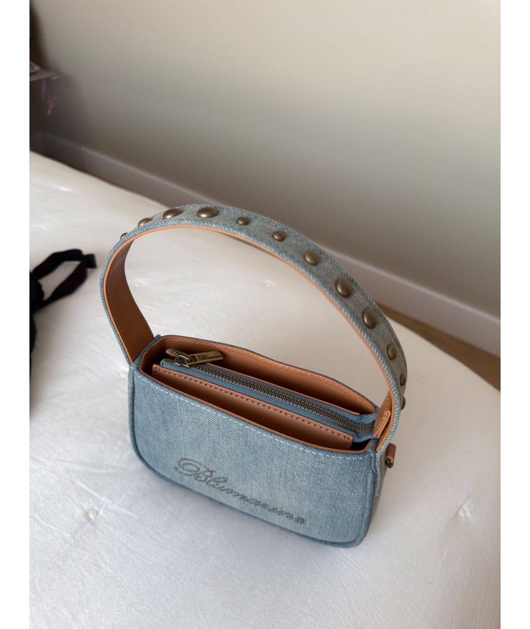 BLUMARINE Синяя деним сумка с короткими ручками, фото 3