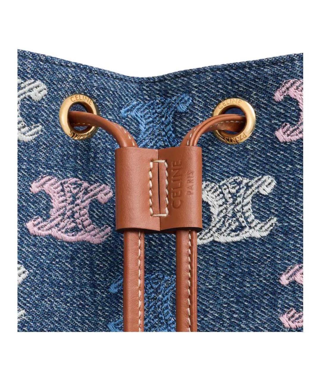 CELINE Синяя тканевая сумка через плечо, фото 5