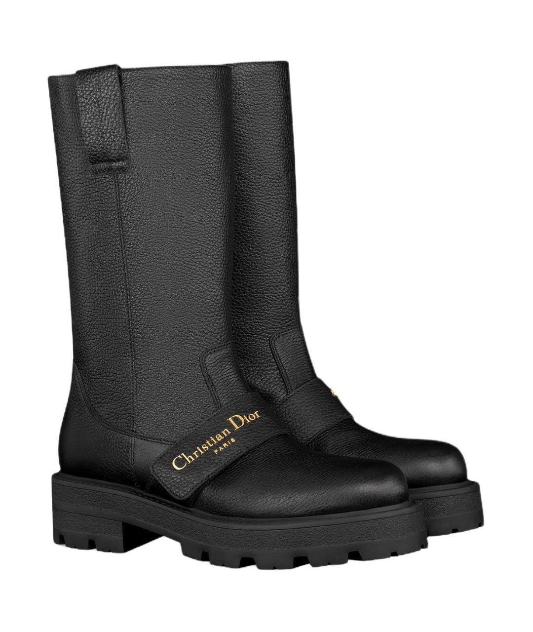 CHRISTIAN DIOR Черные кожаные сапоги, фото 3