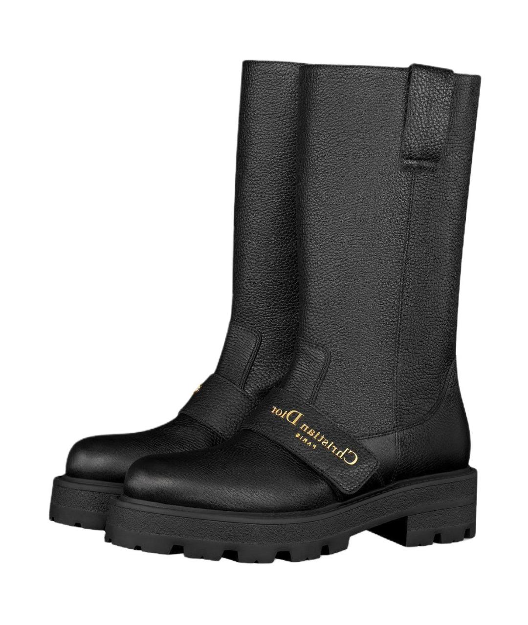 CHRISTIAN DIOR Черные кожаные сапоги, фото 4