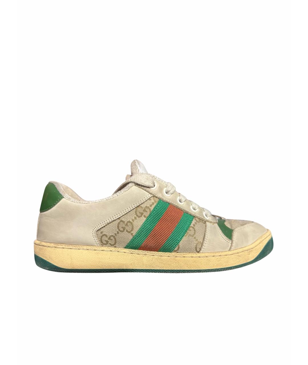 GUCCI Бежевые замшевые кеды, фото 1