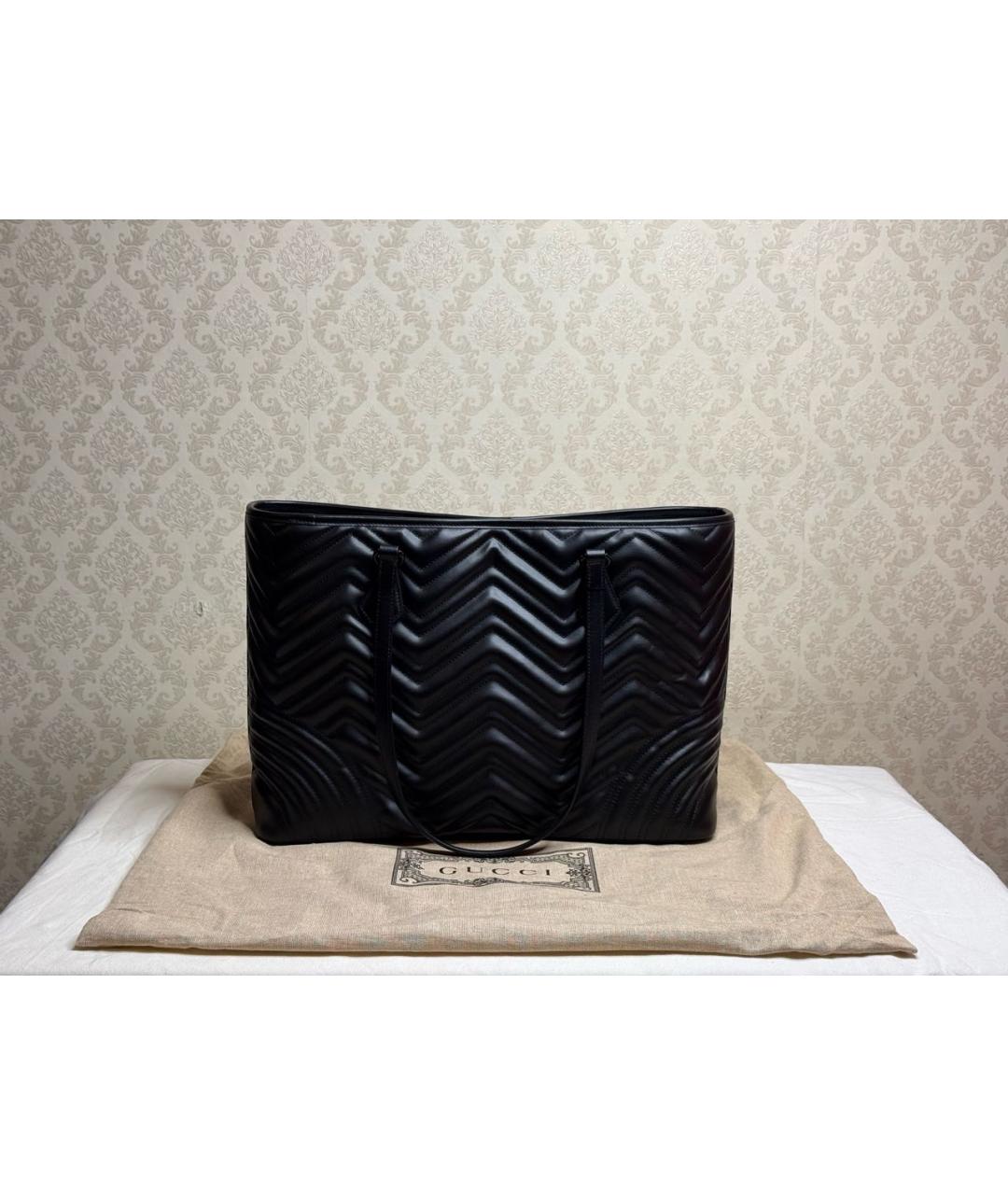 GUCCI Черная кожаная сумка тоут, фото 3