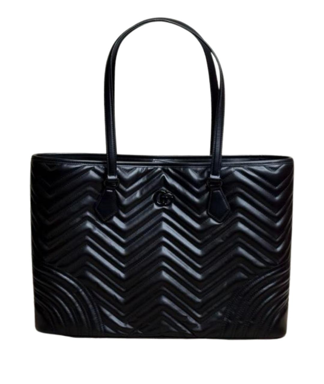 GUCCI Черная кожаная сумка тоут, фото 1