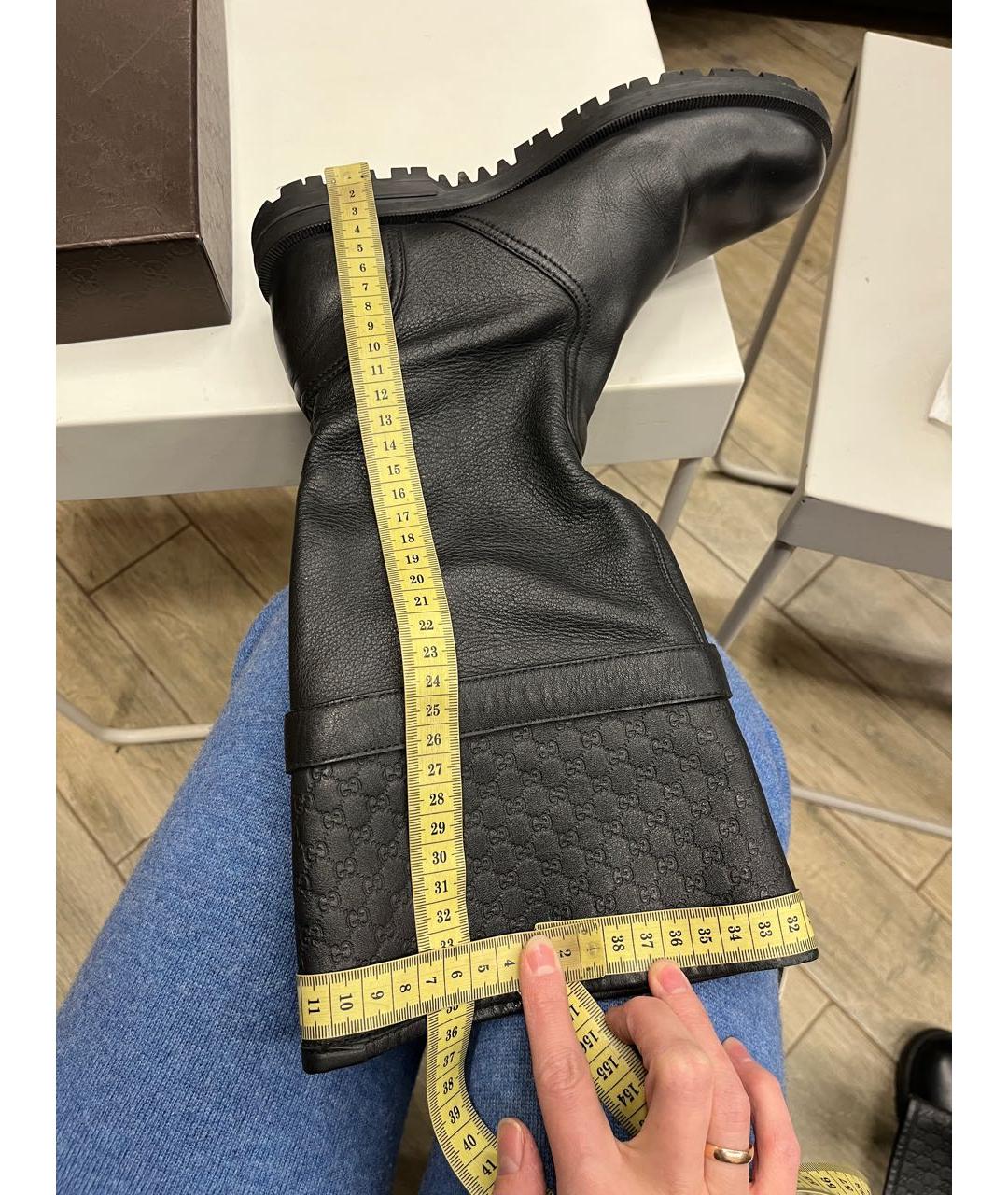 GUCCI Черные кожаные сапоги, фото 5