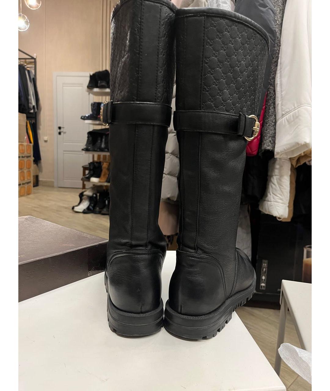 GUCCI Черные кожаные сапоги, фото 3