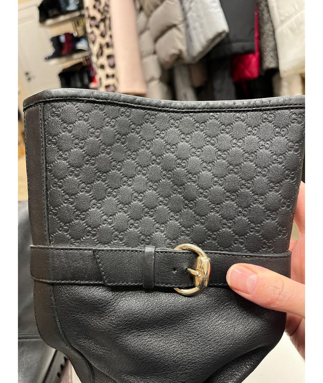 GUCCI Черные кожаные сапоги, фото 7