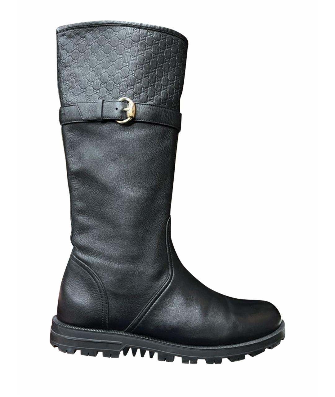 GUCCI Черные кожаные сапоги, фото 9