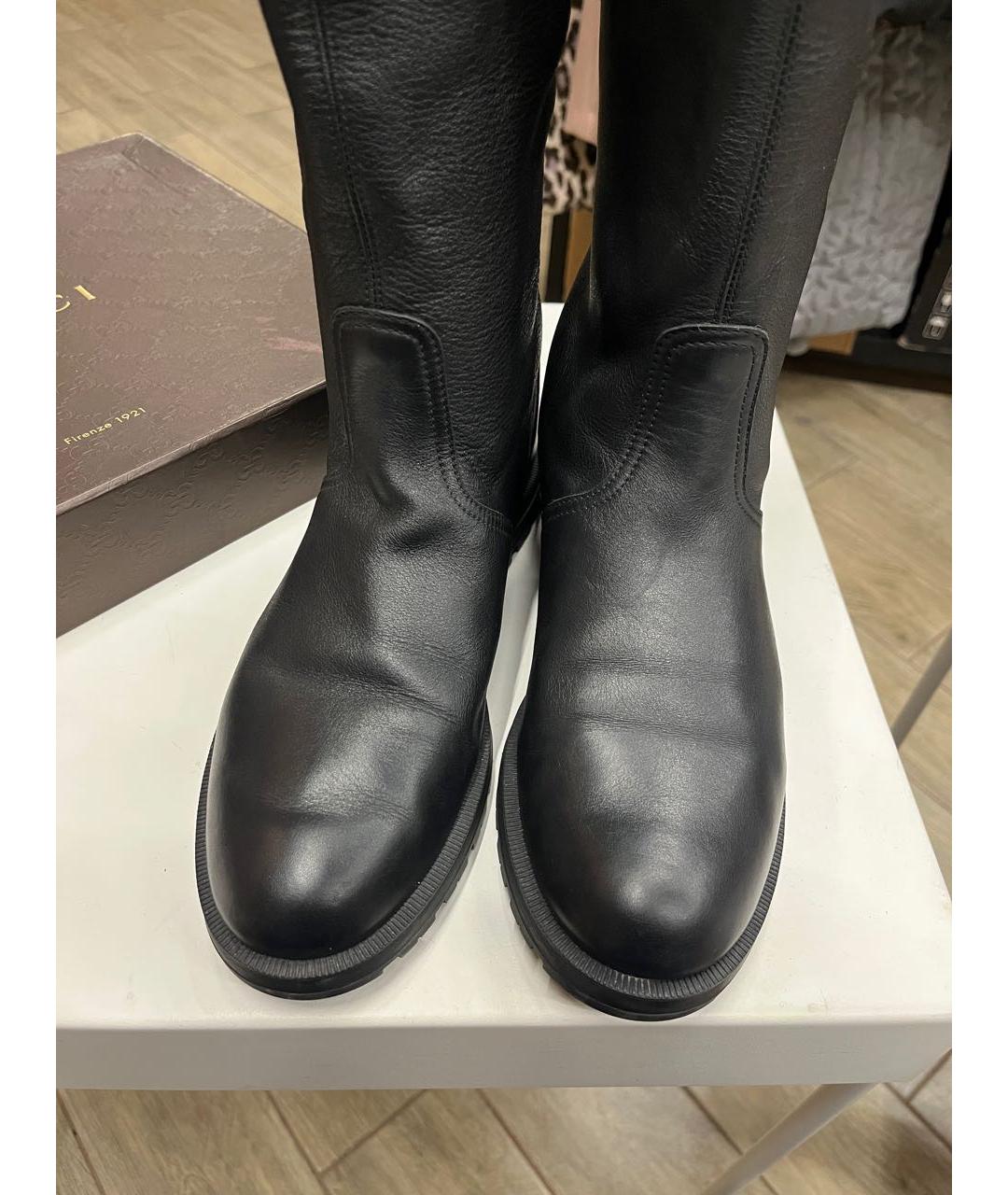 GUCCI Черные кожаные сапоги, фото 4