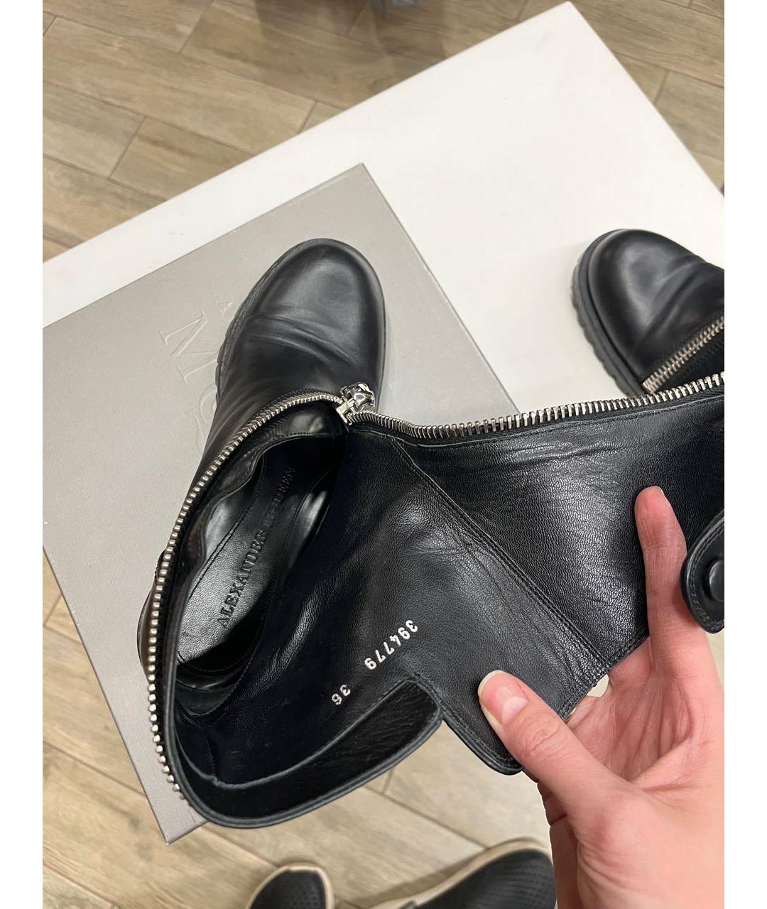 ALEXANDER MCQUEEN Черные кожаные полусапоги, фото 6
