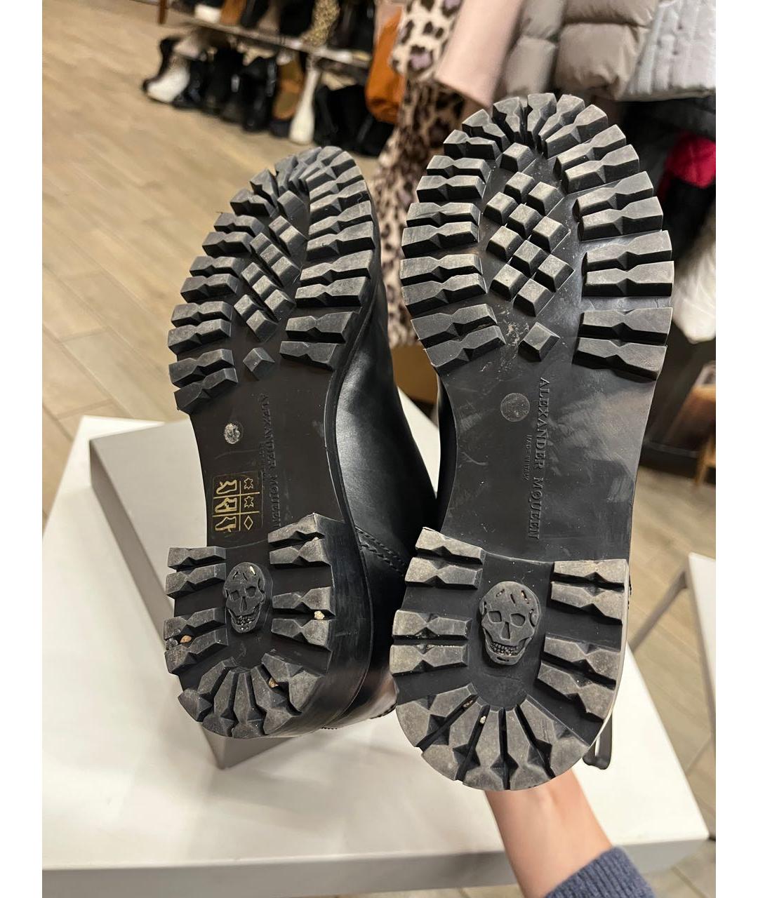 ALEXANDER MCQUEEN Черные кожаные полусапоги, фото 3