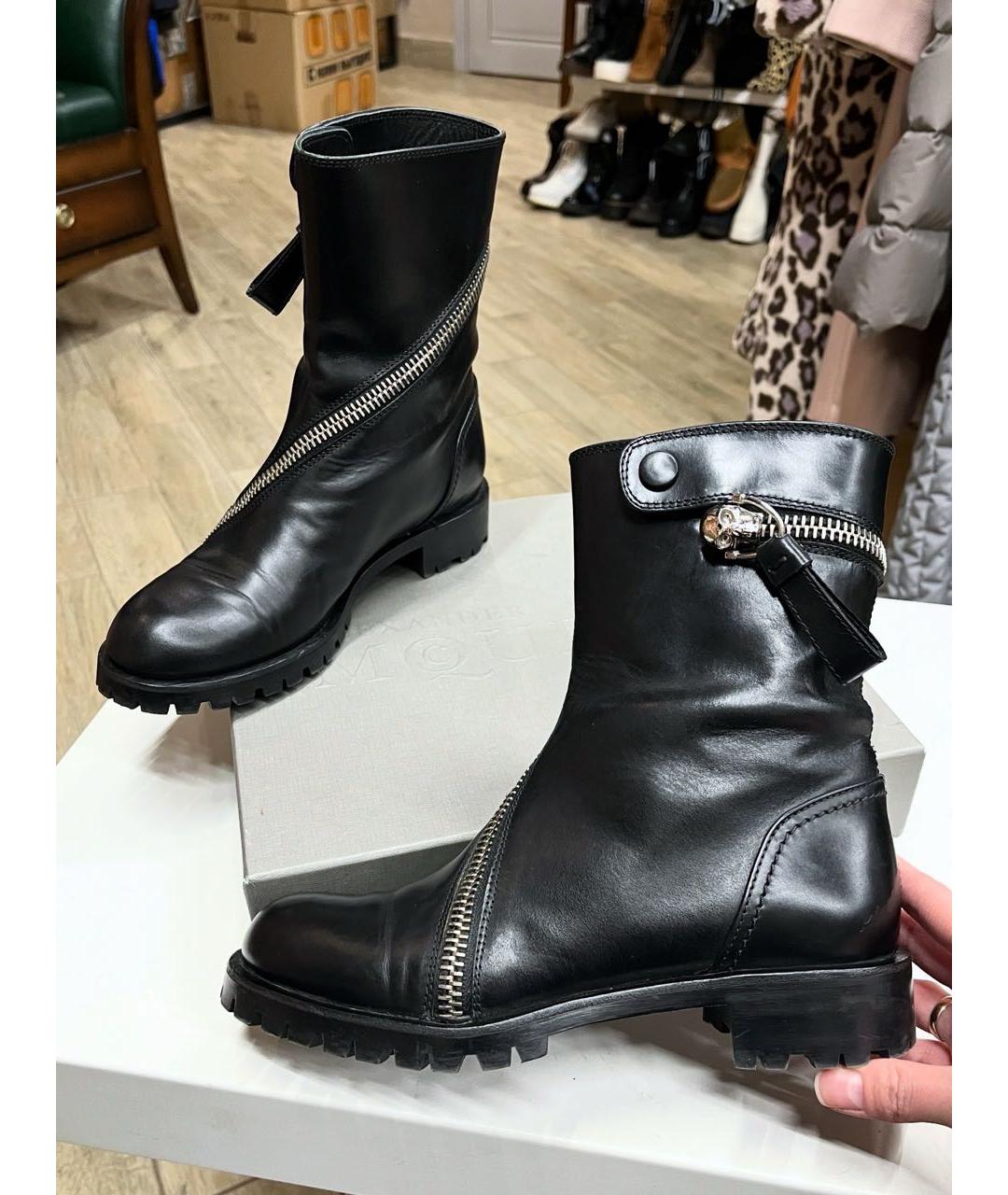 ALEXANDER MCQUEEN Черные кожаные полусапоги, фото 9