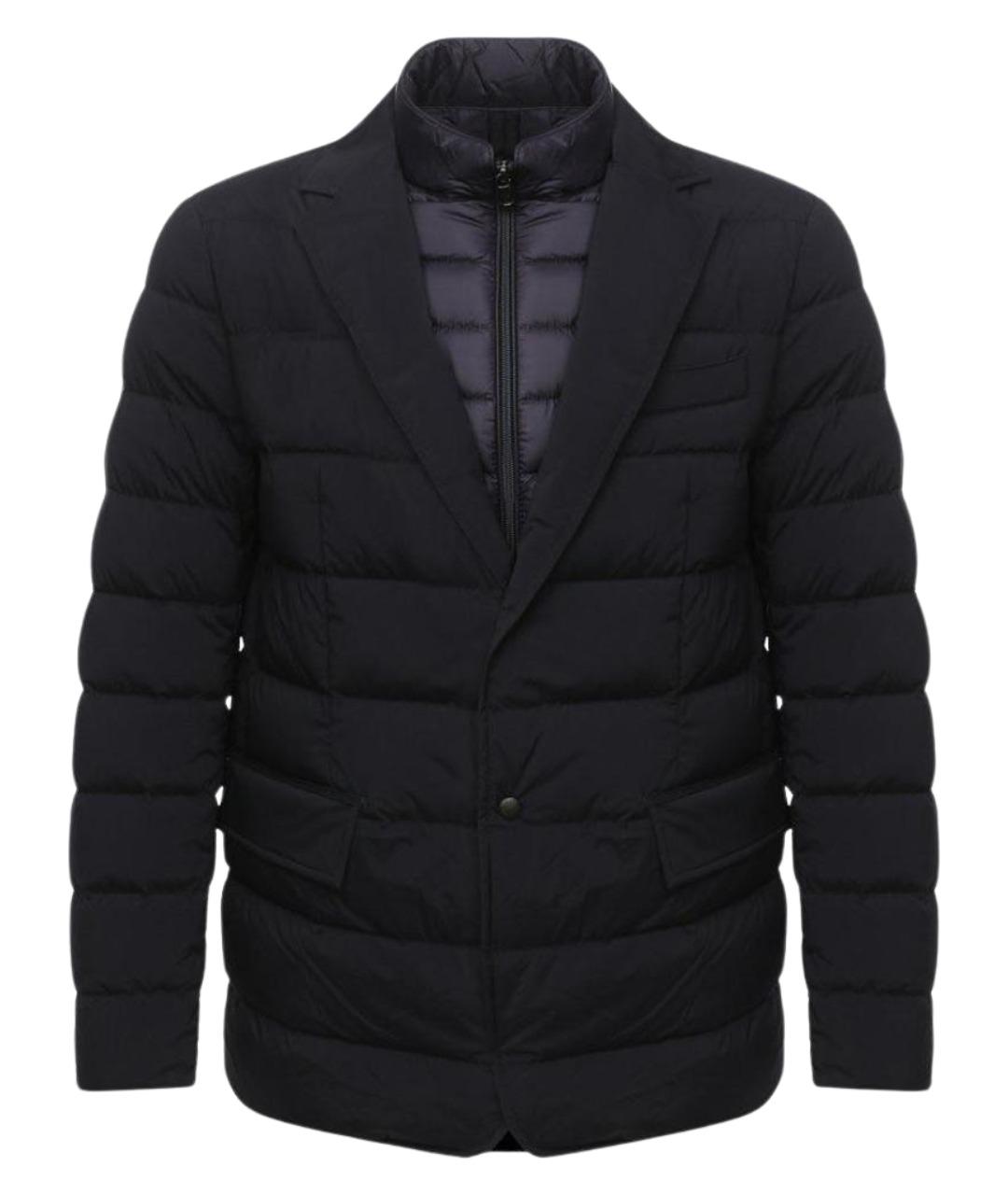 MONCLER Темно-синий полиамидовый пуховик, фото 1