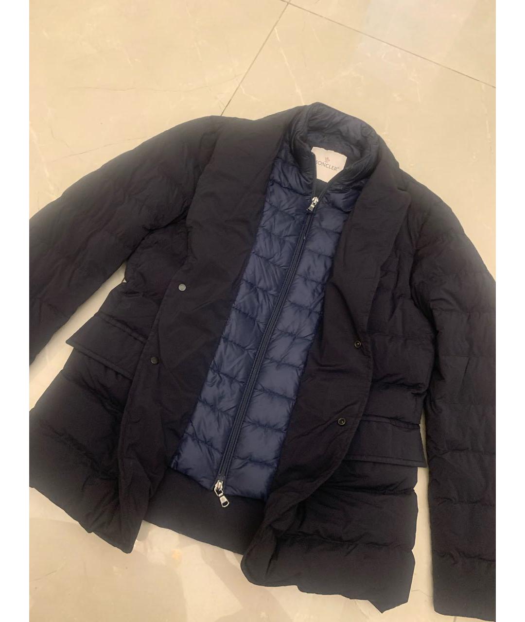 MONCLER Темно-синий полиамидовый пуховик, фото 3