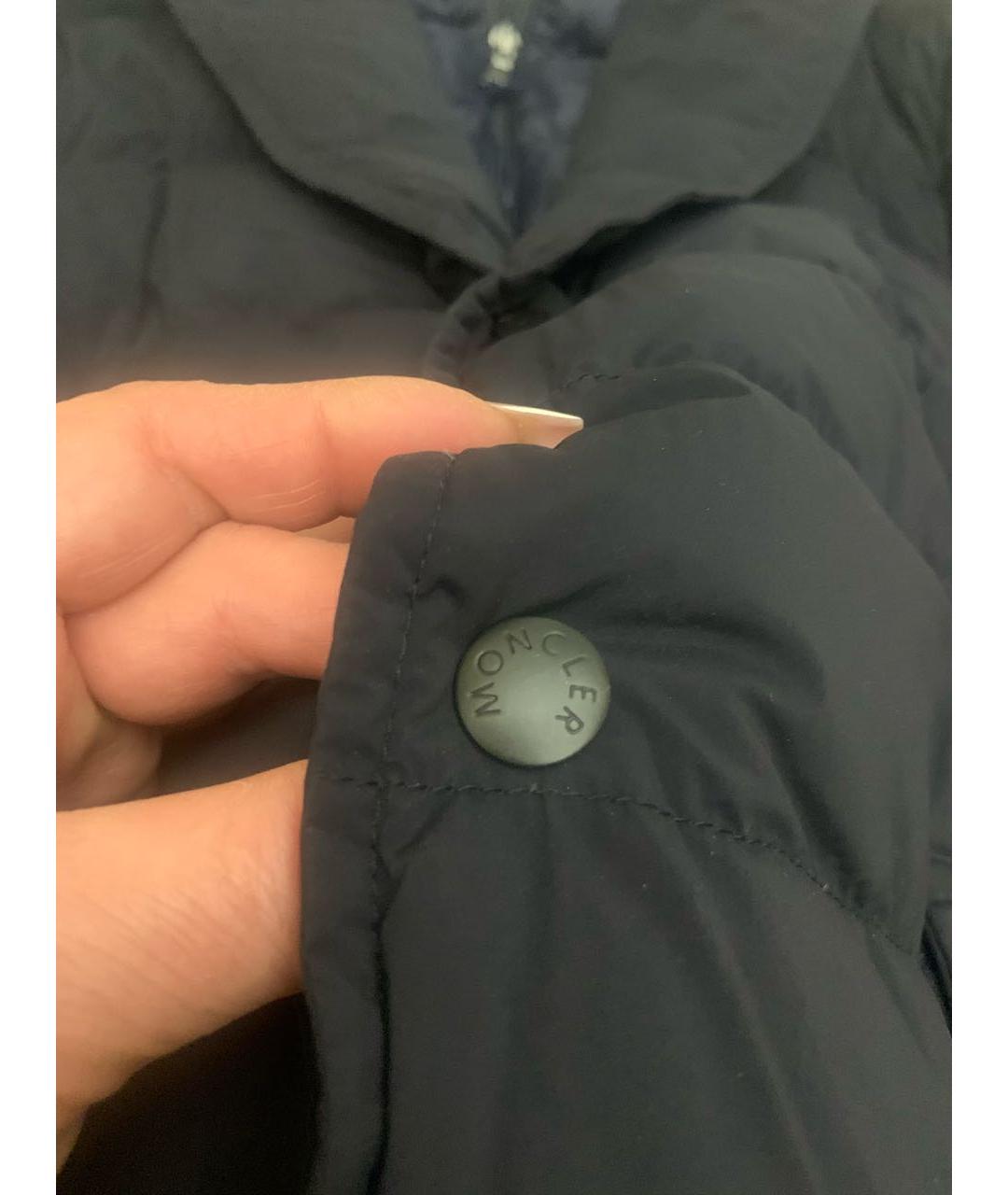 MONCLER Темно-синий полиамидовый пуховик, фото 5