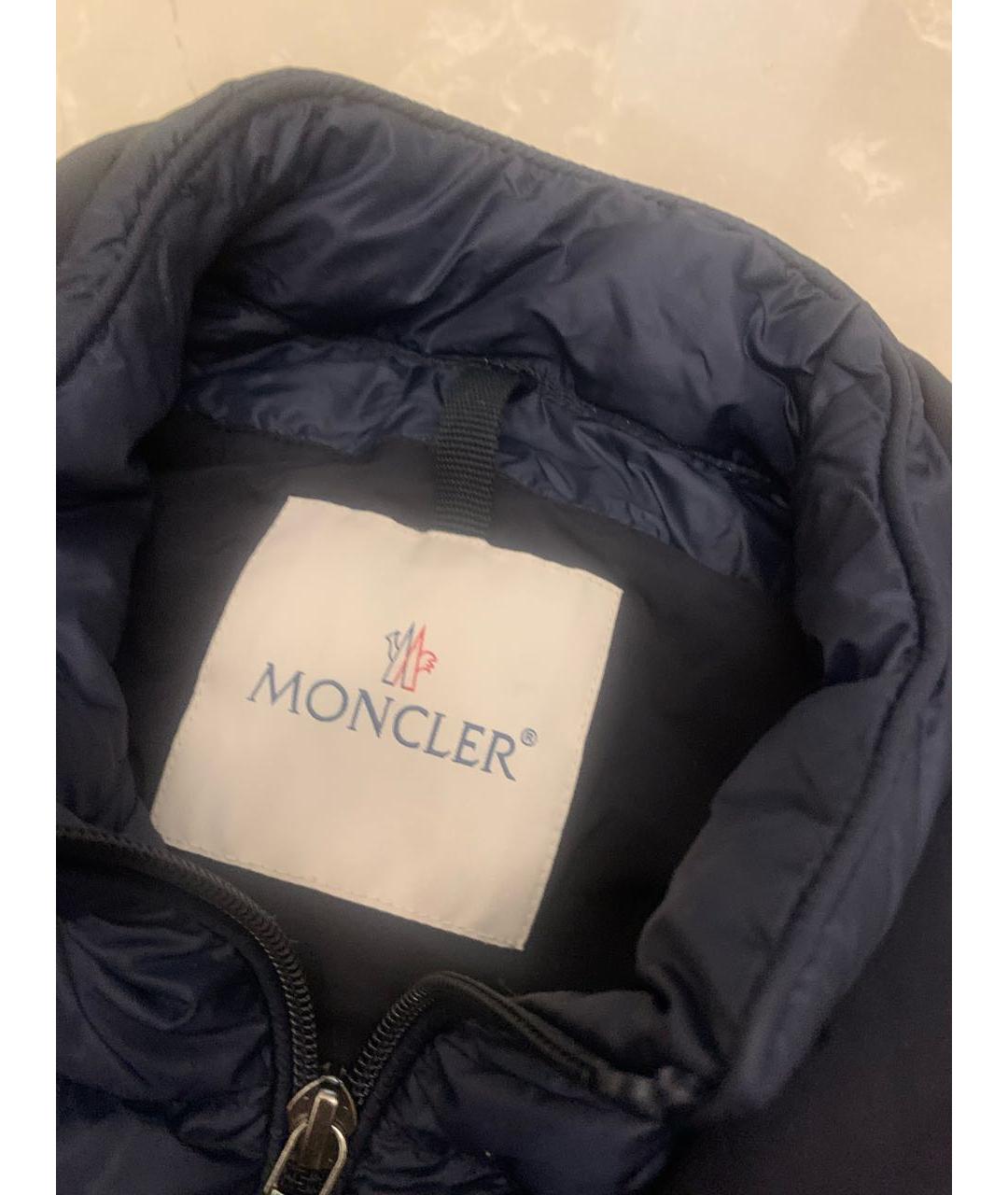 MONCLER Темно-синий полиамидовый пуховик, фото 4