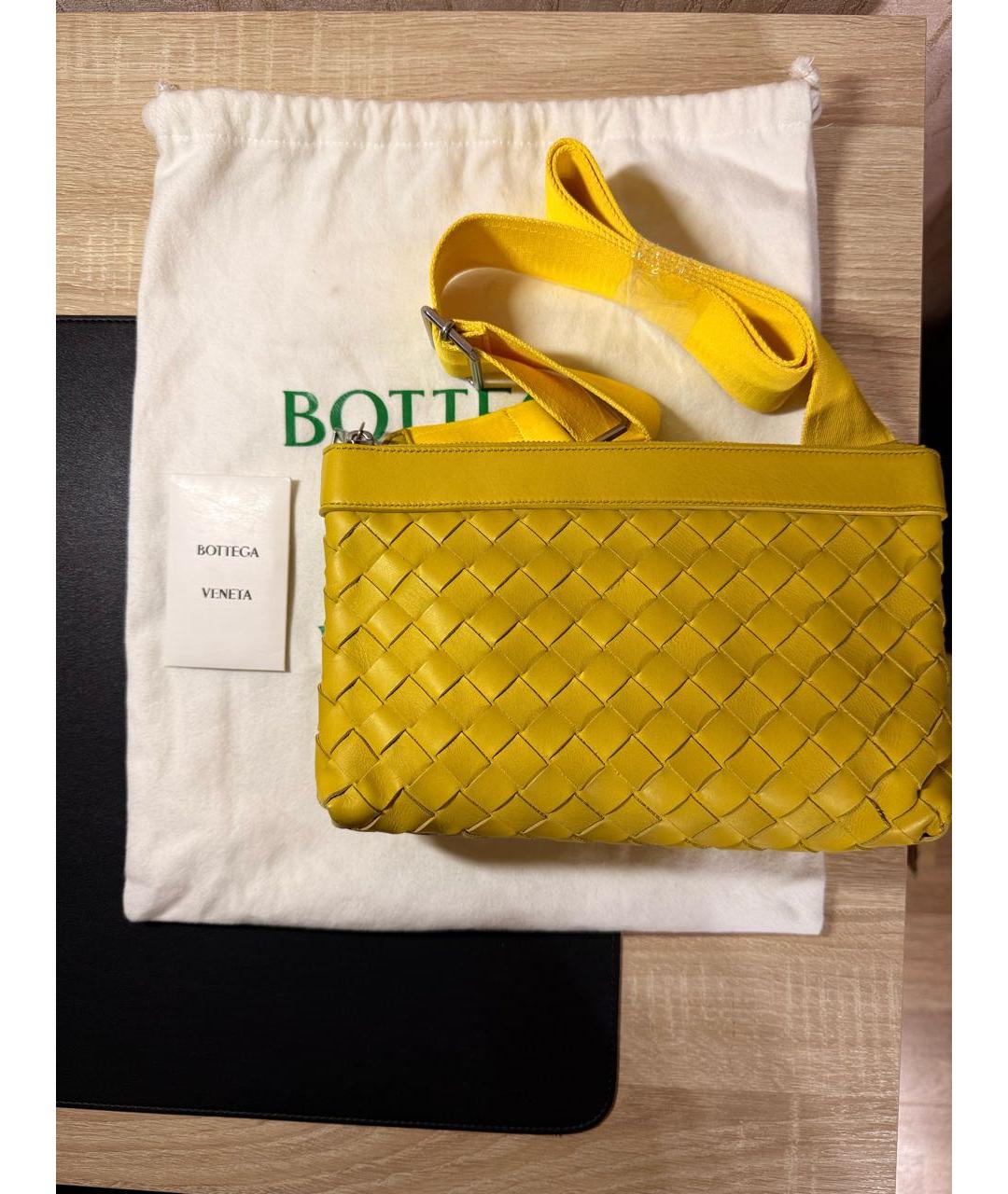 BOTTEGA VENETA Желтая кожаная сумка на плечо, фото 7