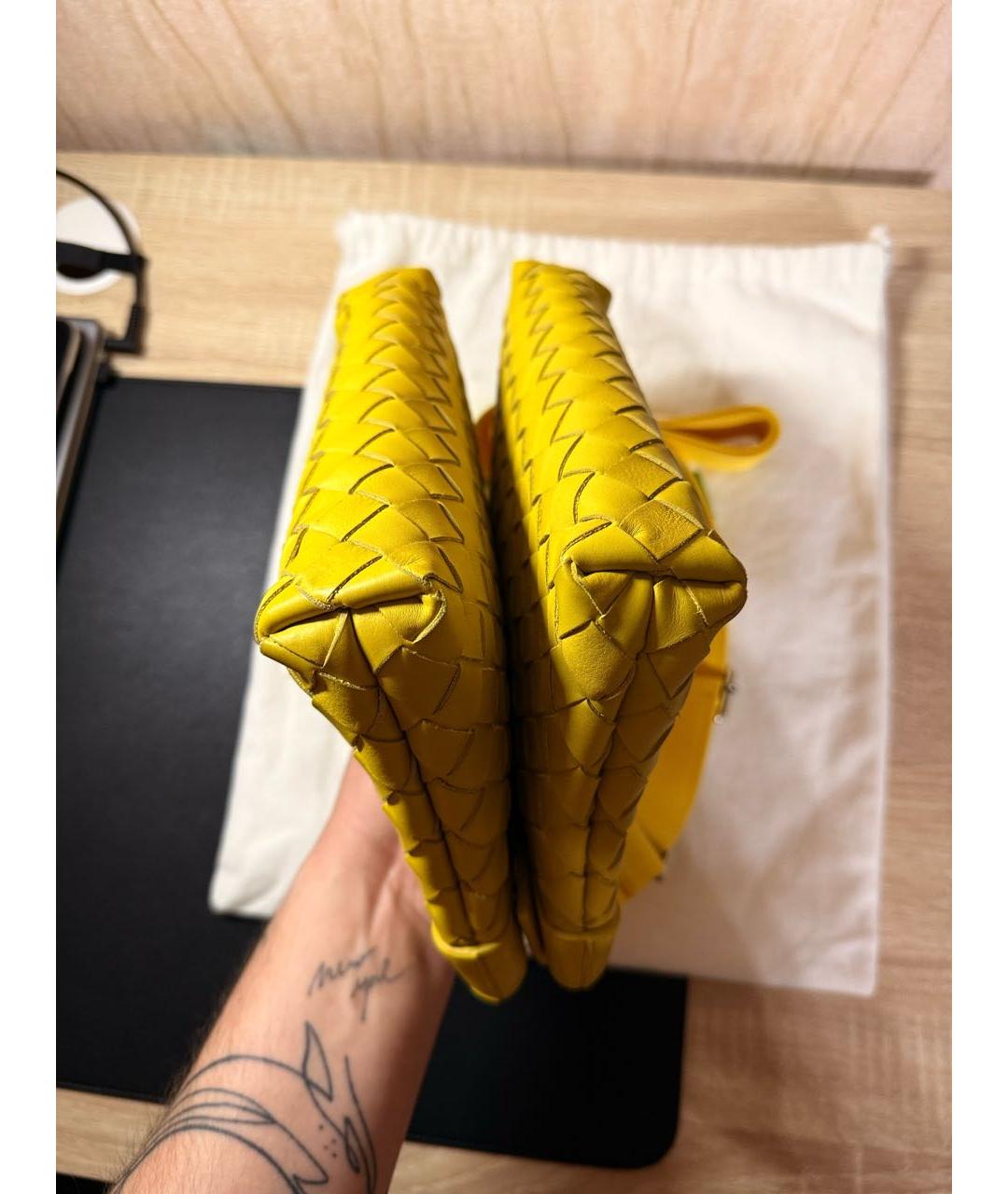 BOTTEGA VENETA Желтая кожаная сумка на плечо, фото 4