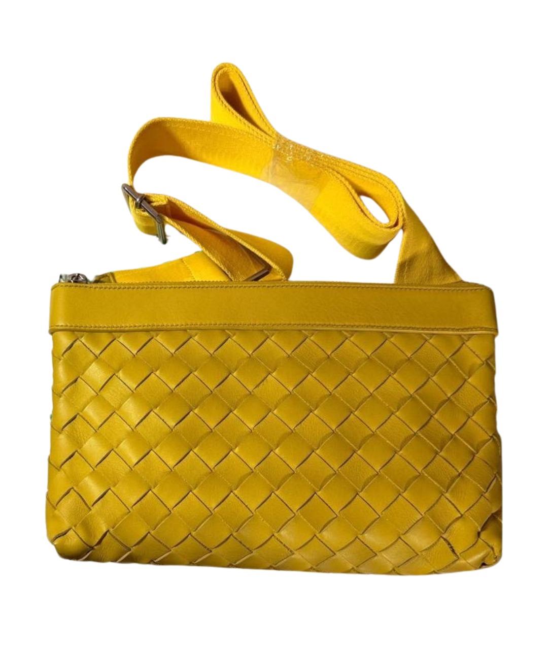 BOTTEGA VENETA Желтая кожаная сумка на плечо, фото 1