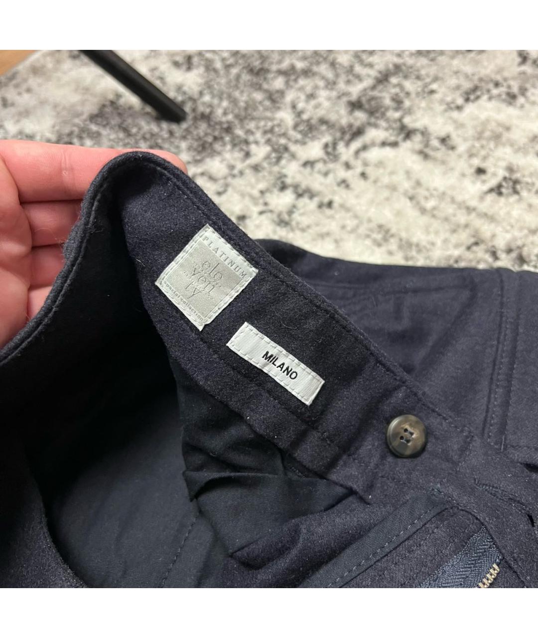 ELEVENTY Темно-синие шерстяные повседневные брюки, фото 6