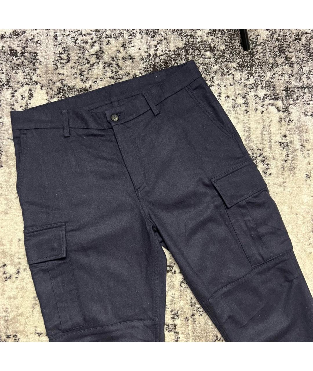 ELEVENTY Темно-синие шерстяные повседневные брюки, фото 2