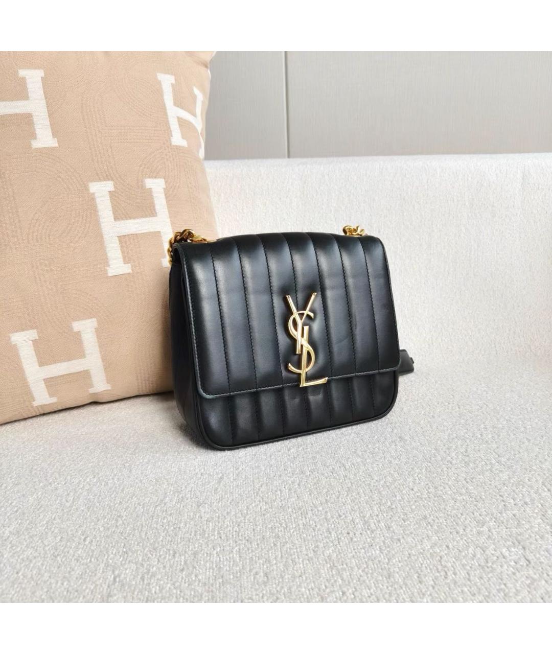 SAINT LAURENT Черная кожаная сумка через плечо, фото 6