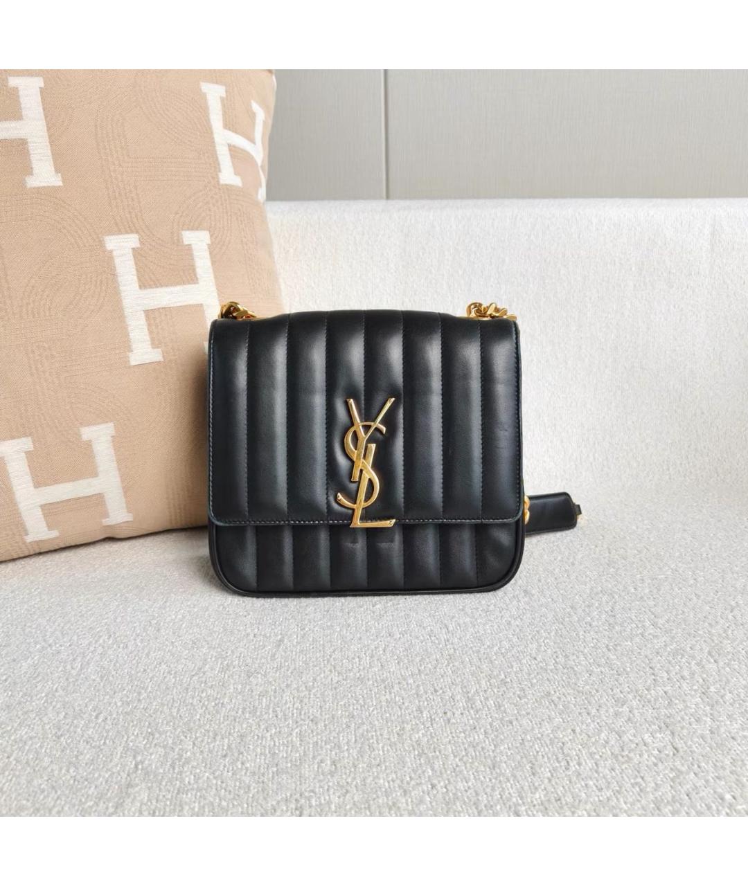 SAINT LAURENT Черная кожаная сумка через плечо, фото 2