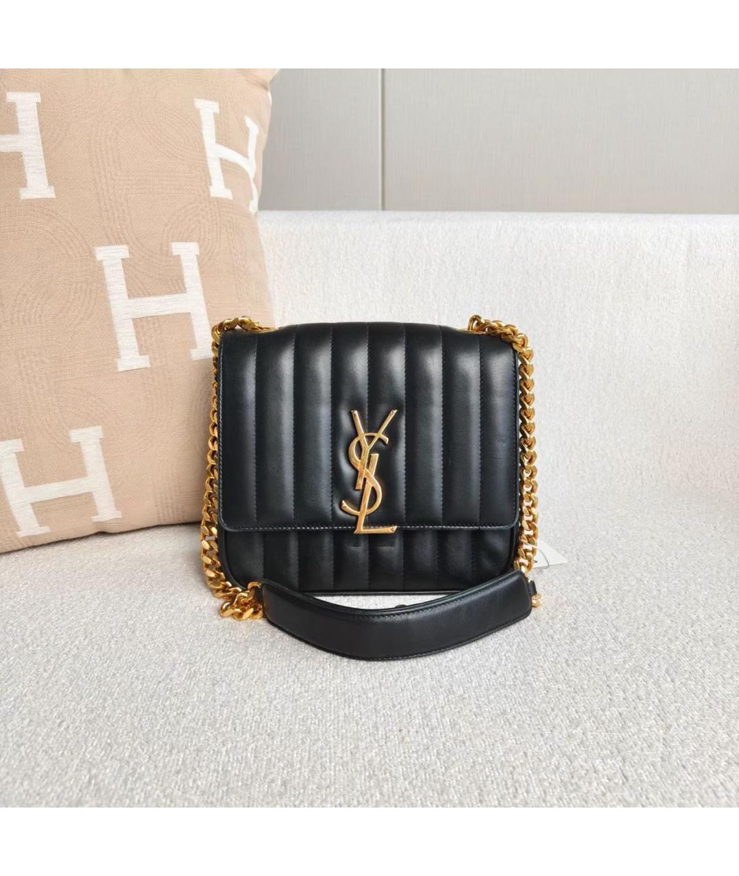 SAINT LAURENT Черная кожаная сумка через плечо, фото 8