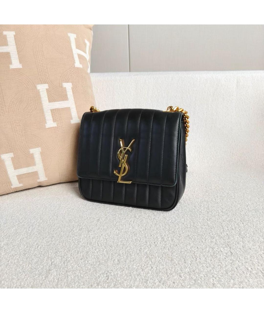 SAINT LAURENT Черная кожаная сумка через плечо, фото 4