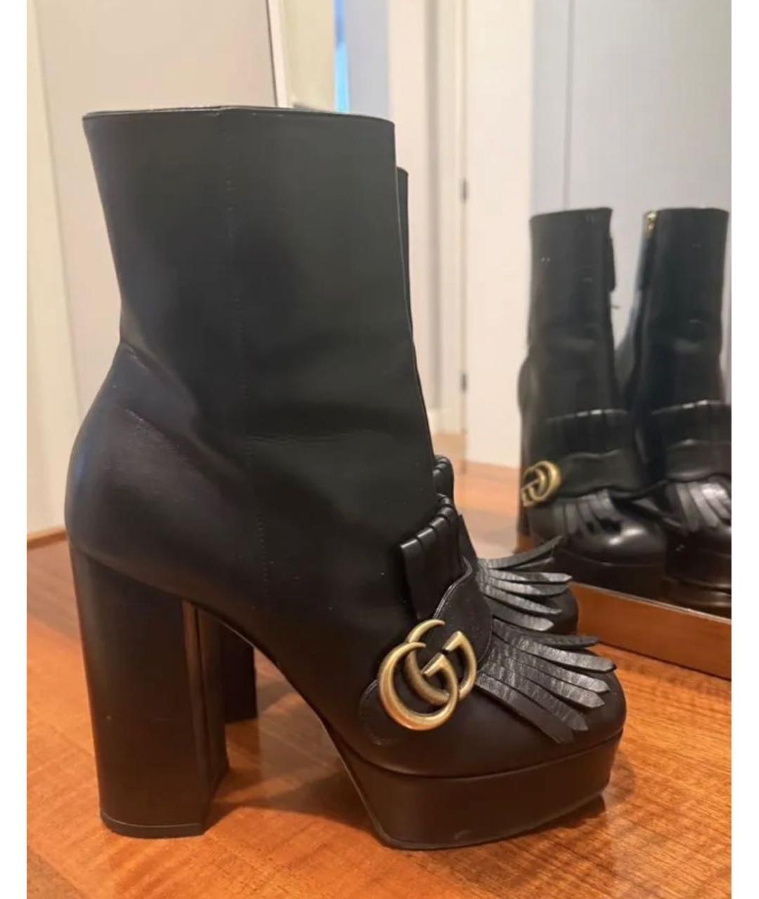 GUCCI Черные кожаные ботильоны, фото 6