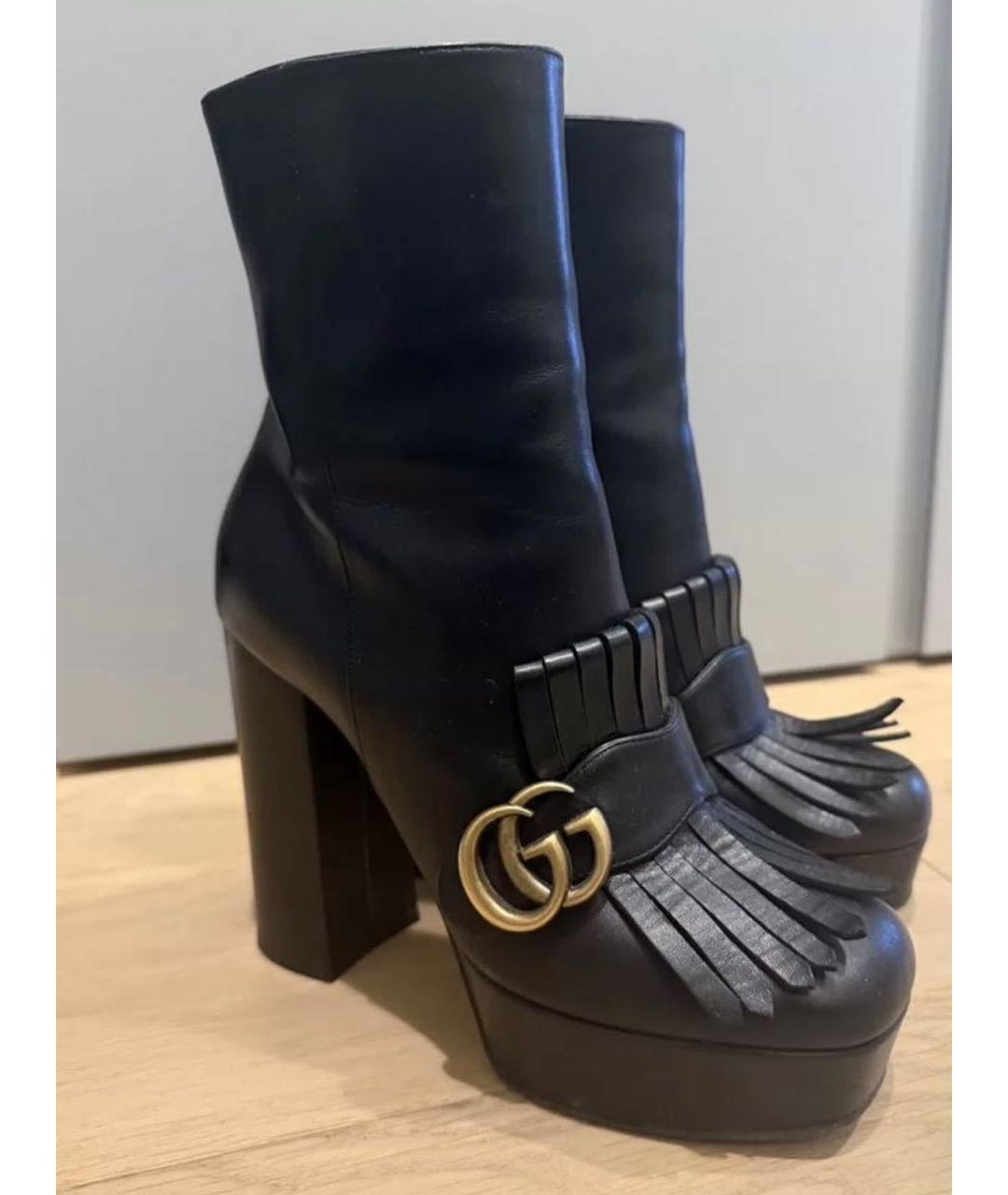 GUCCI Черные кожаные ботильоны, фото 2