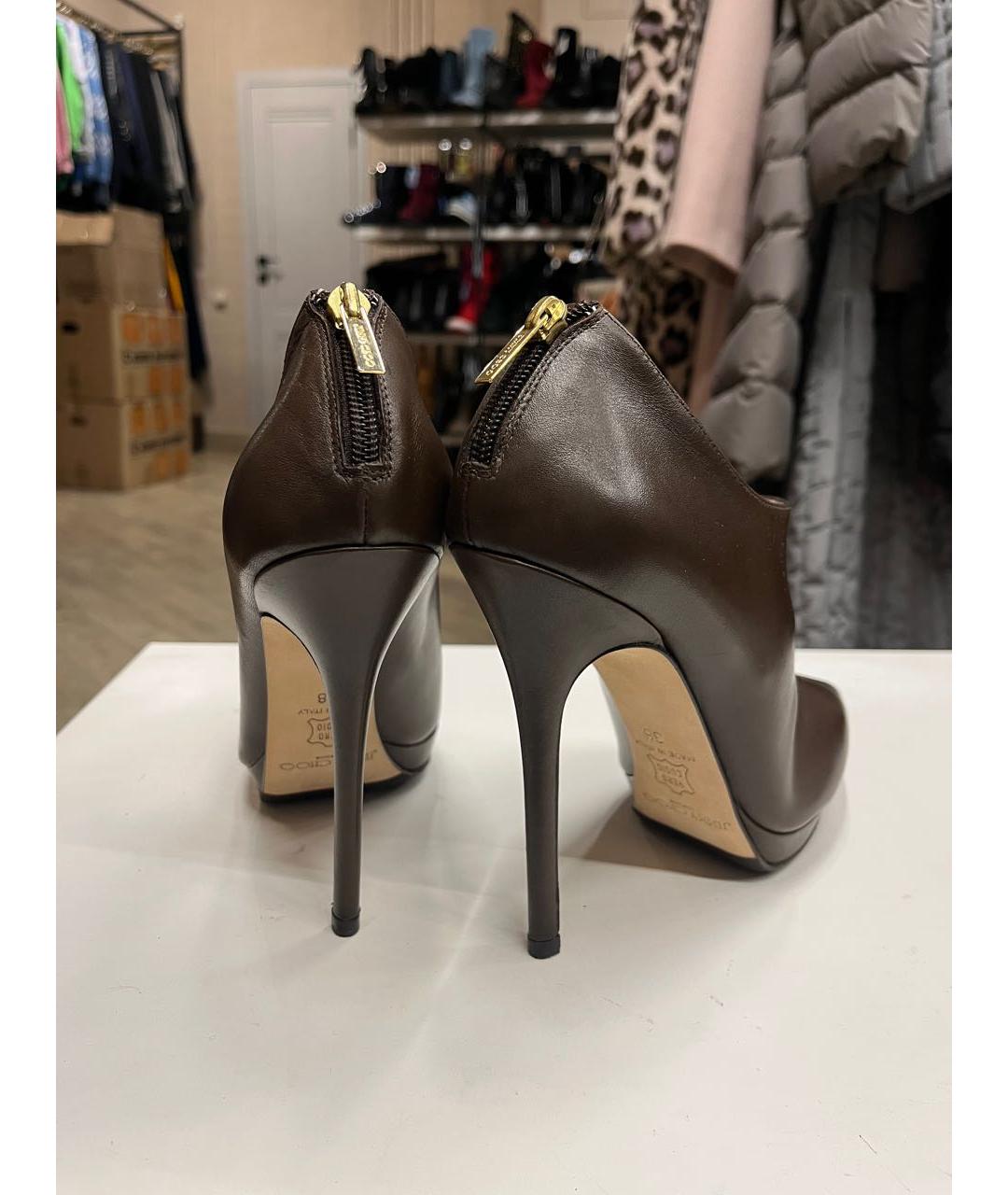 JIMMY CHOO Коричневые кожаные ботильоны, фото 4