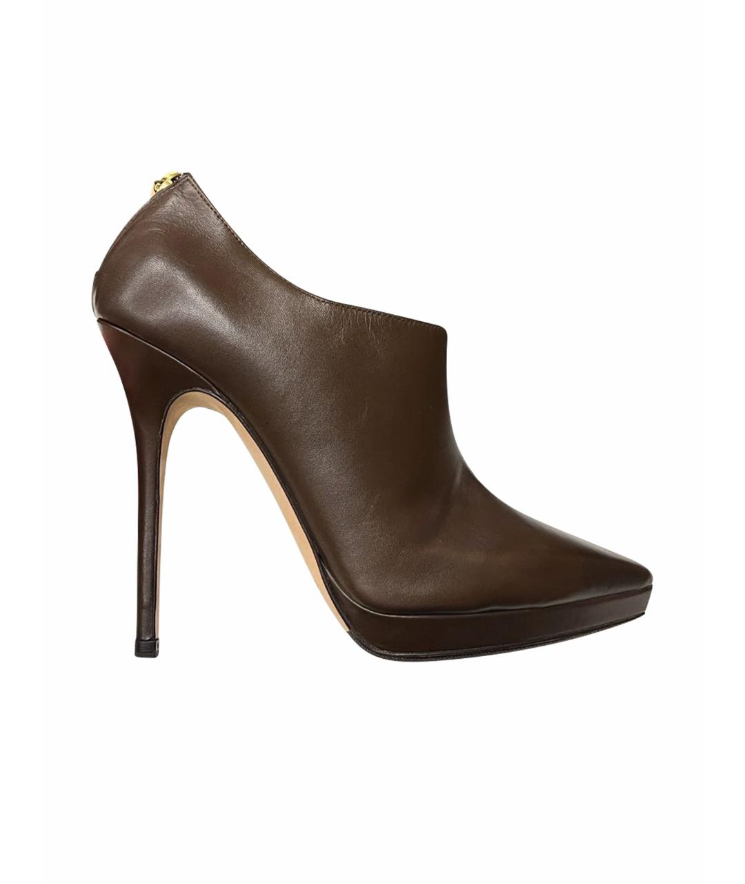 JIMMY CHOO Коричневые кожаные ботильоны, фото 1