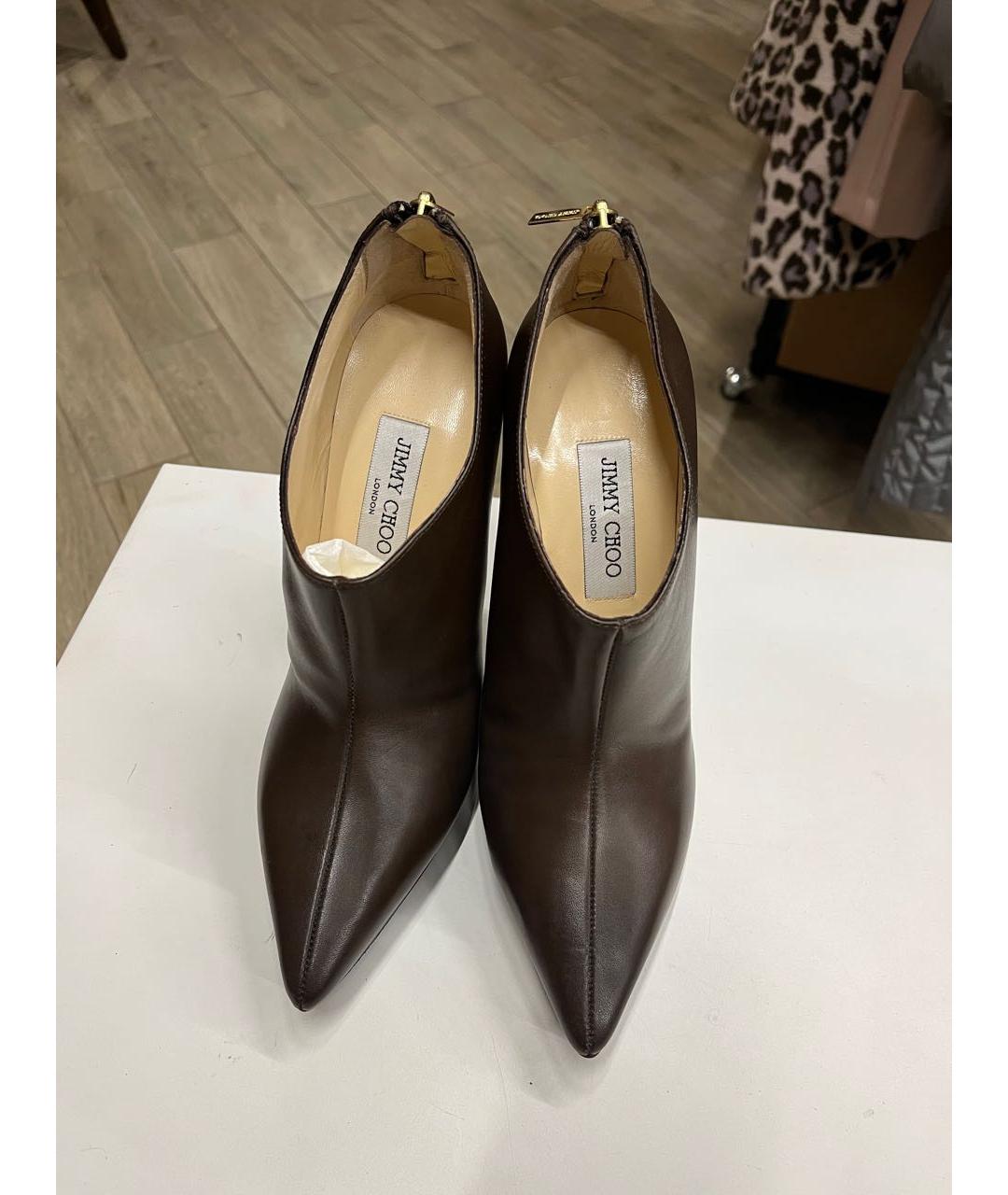 JIMMY CHOO Коричневые кожаные ботильоны, фото 5