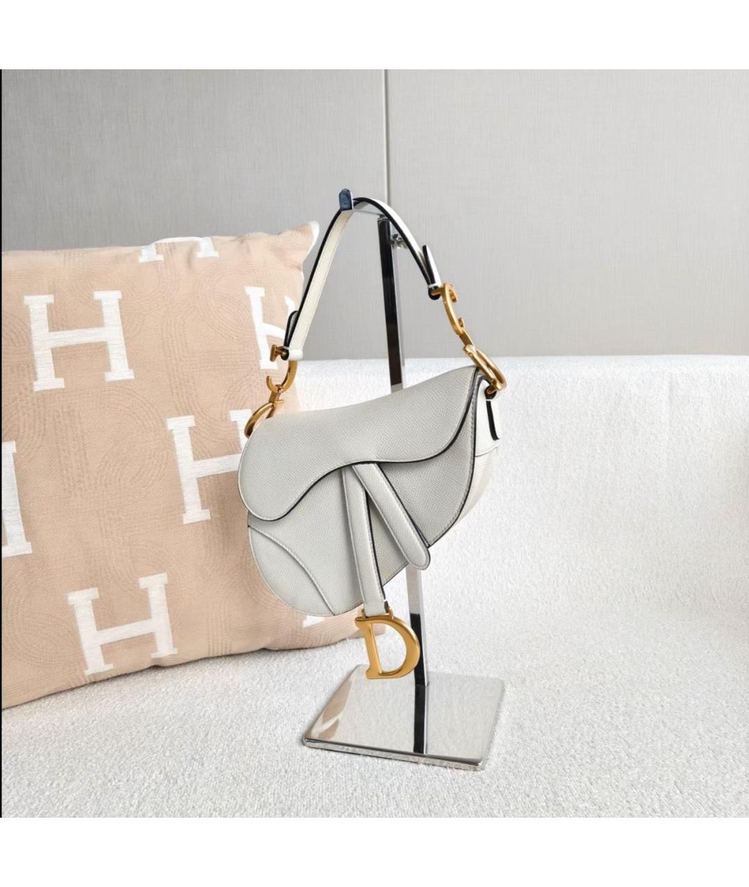 CHRISTIAN DIOR Белая кожаная сумка с короткими ручками, фото 4