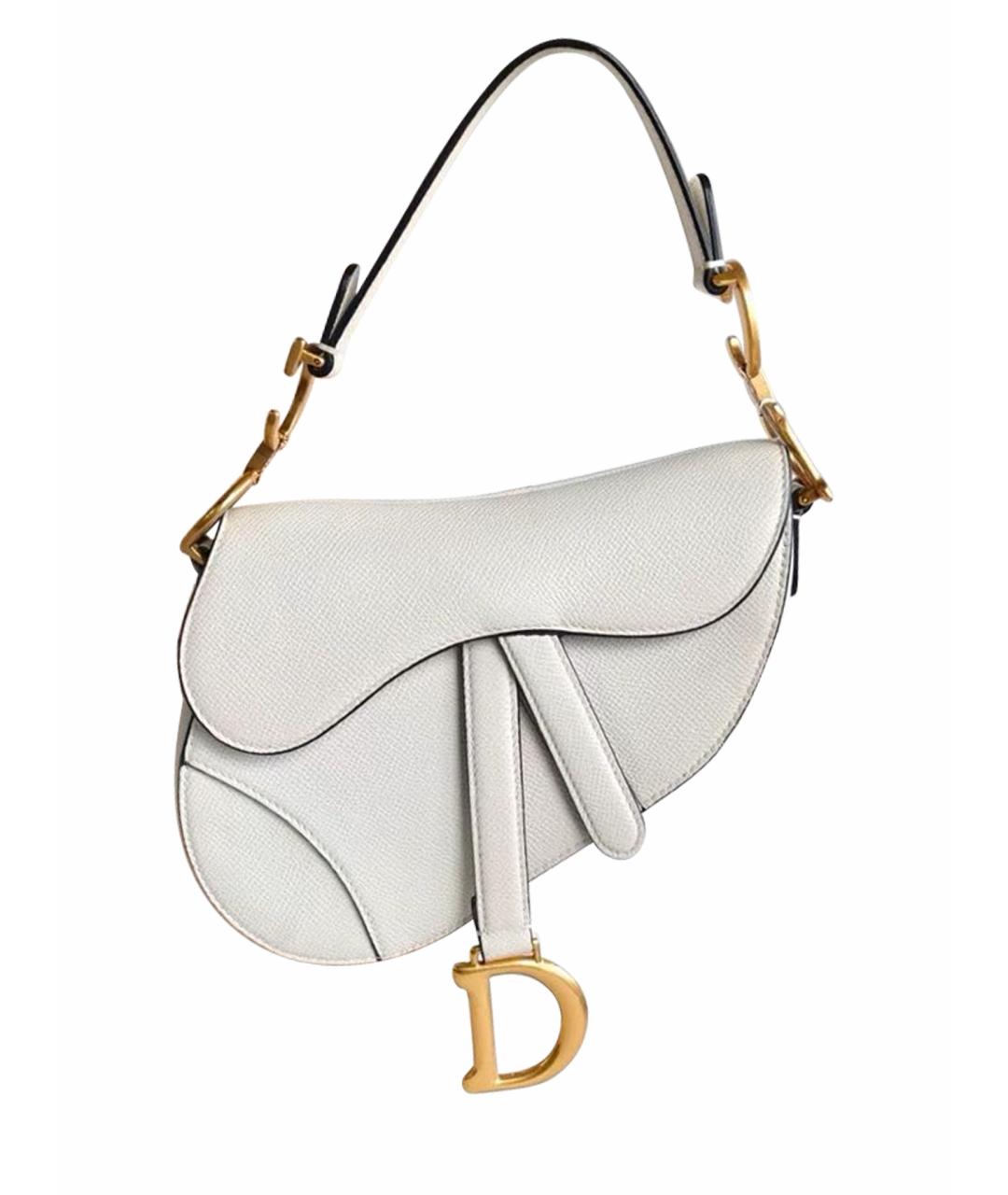 CHRISTIAN DIOR Белая кожаная сумка с короткими ручками, фото 1